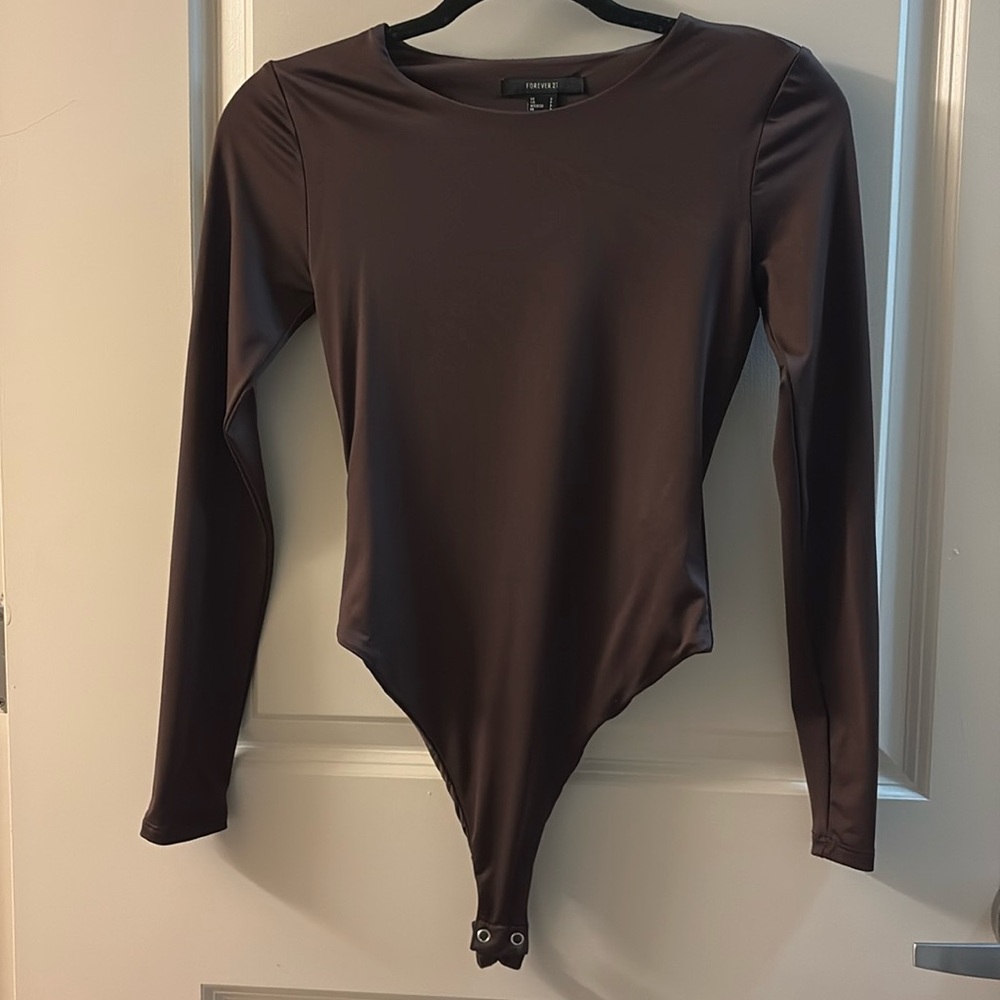 Brown long sleeve seamless sculpting body suit-Forever 21
